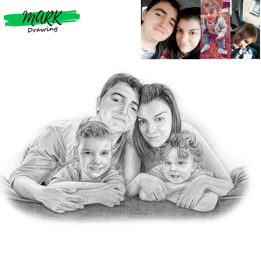 Hand Drawing Family Pencil Portraits