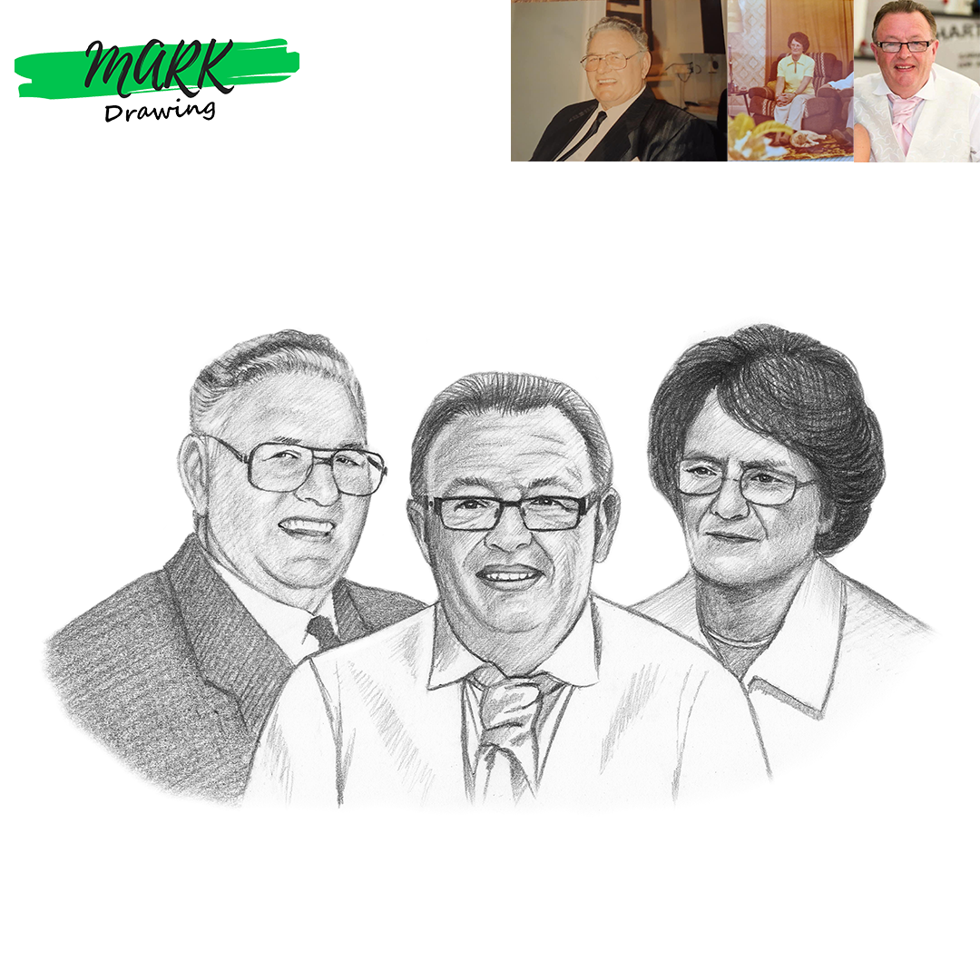 Hand Drawing Family Pencil Portraits